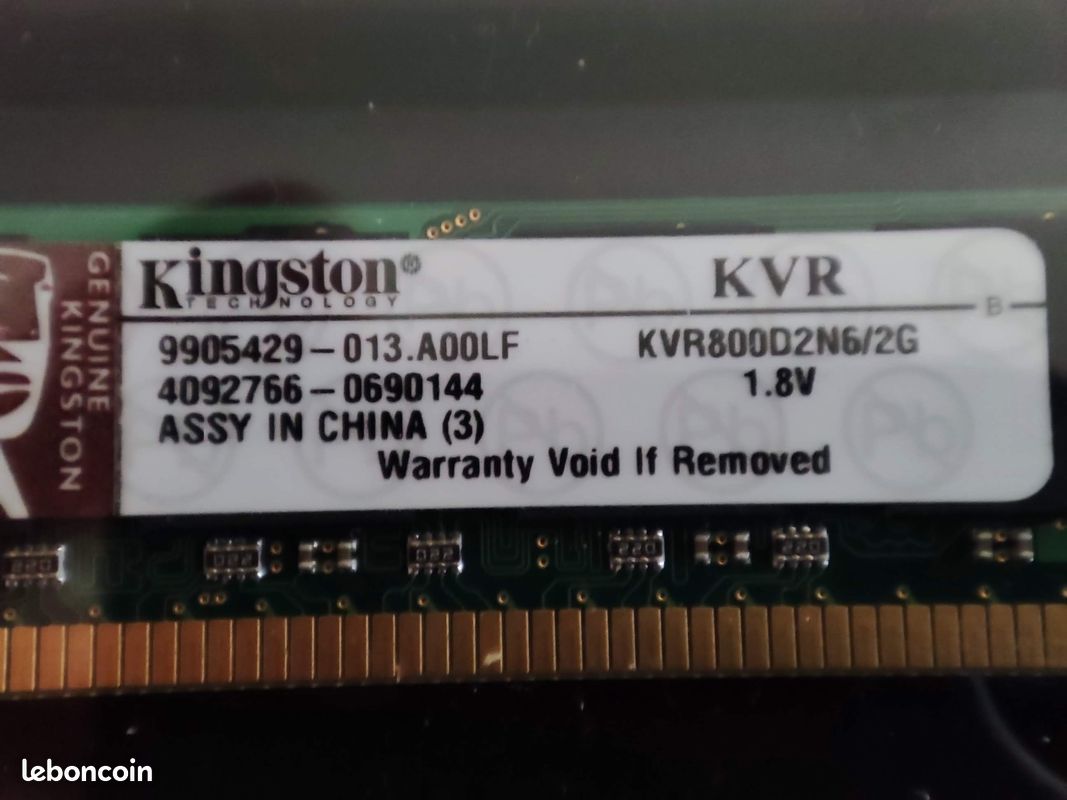 Barrettes Kingston 2Go PC6400 (lots de 10 = 20Go) (image 2)