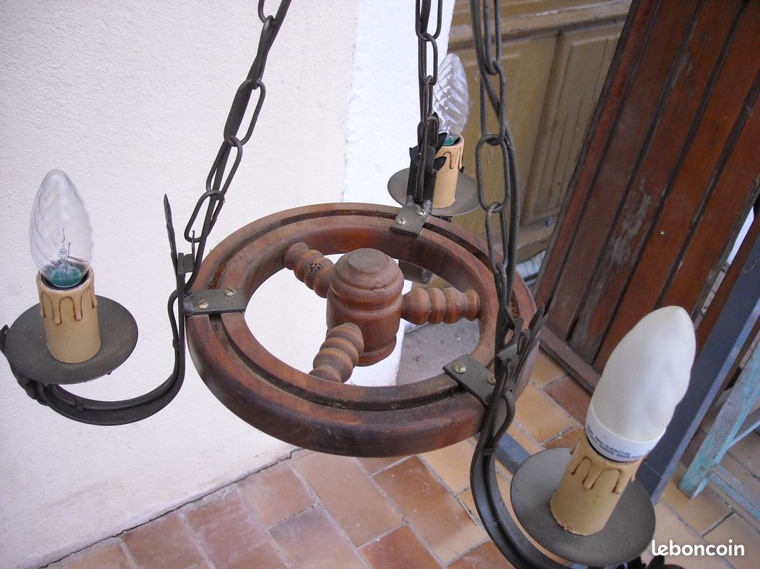 Luminaire bois et fer, (L 310) (image 3)