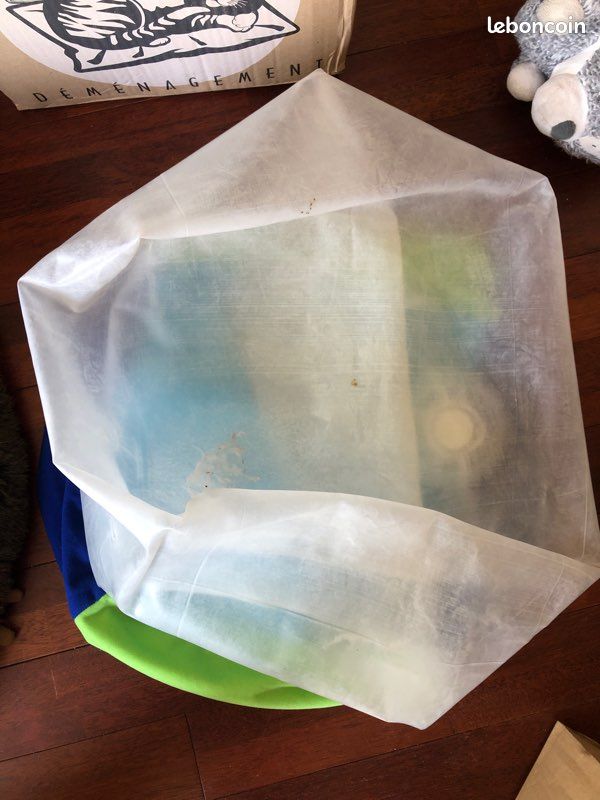 Pouf cube vert bleu clair bleu foncé 35 cm (image 2)