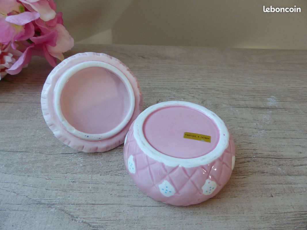 Petite boite à bijoux rose en céramique motif ourson (image 3)