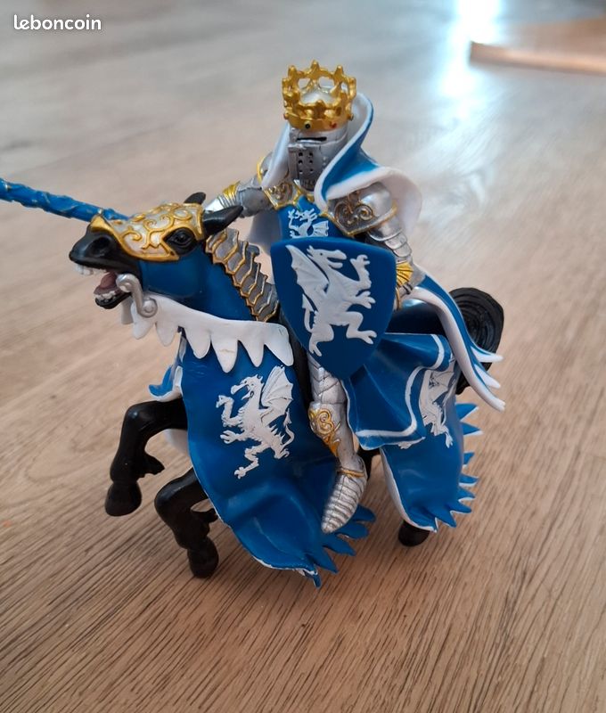Papo chevalier roi au dragon bleu et son cheval (image 1)