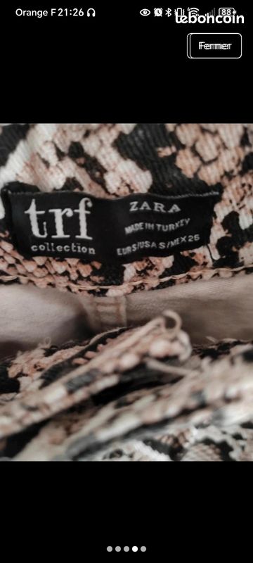 Jupe Zara Neuve Taille S (équivalent 26) - Imprimé Animal Beige - Style Enveloppant Asymétrique à Bouton - Simili Daim