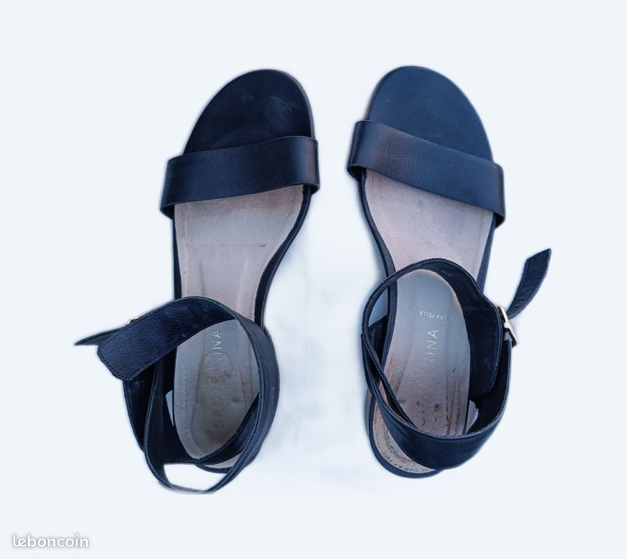 Sandales femme cuir noir 39 (image 1)