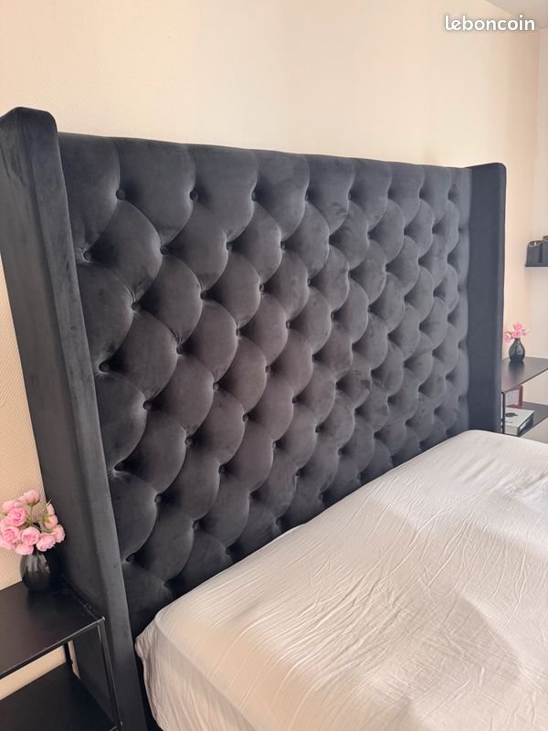 Urgent Lit coffre 160x200 noir + 2 tables de chevet offertes – 350 (image 4)