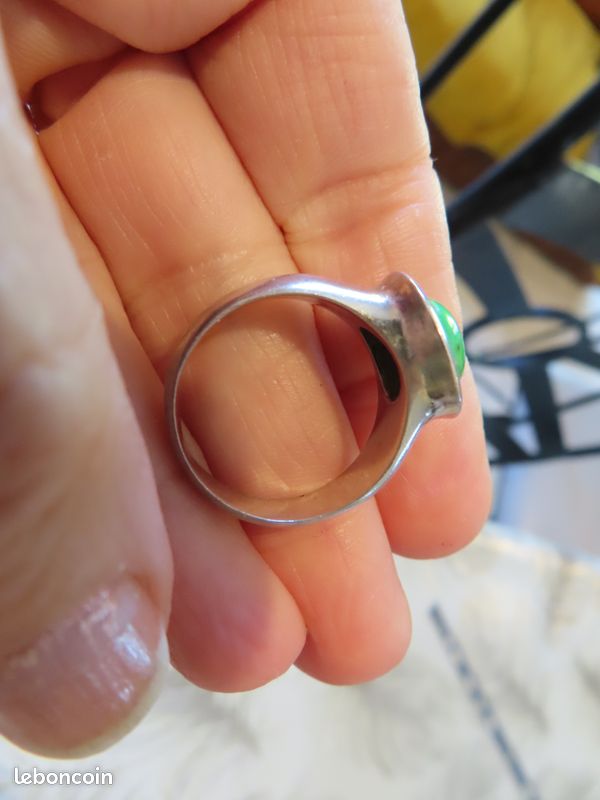 Grosse bague argentée sertie Péridot 59 neuve (Neu (gemäss Beschreibung
