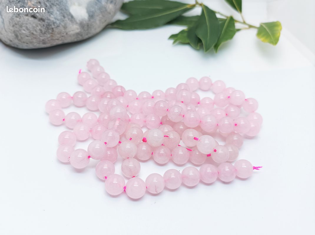 90 perles 8mm en quartz rose naturel (image 1)