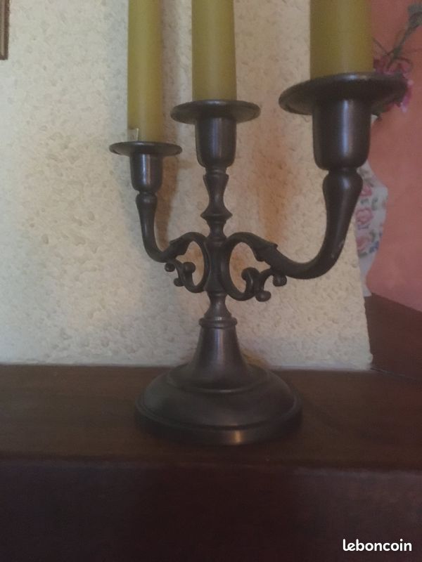 Chandelier En Métal Étain - 3 Bougies, 25 Cm, Design Classique, à Assembler