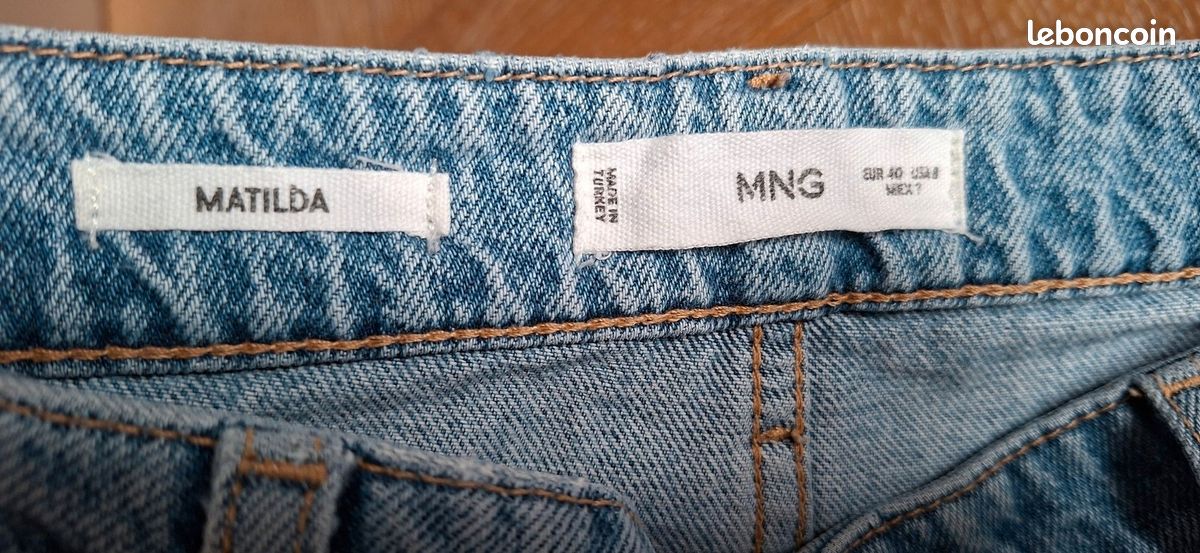 Jean droit bleu moyen MANGO T.40 (image 2)