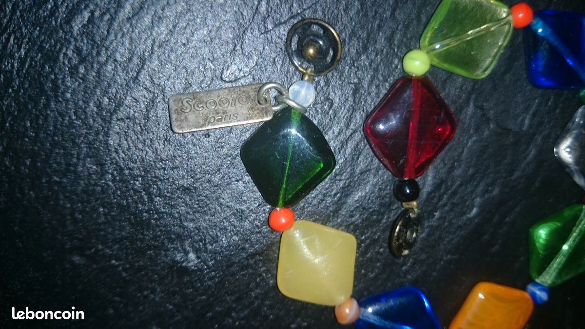 Bracelet marque Scooter multicolore perles losanges en pâte de verre (image 9)