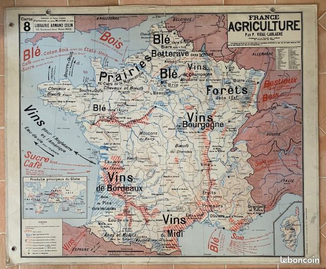 Carte géographique scolaire ancienne (image 1)
