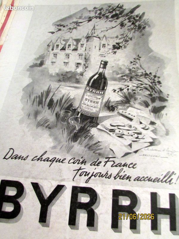 Alcool rhum cognac liqueur byrrh lot de v20 publicites anciennes (image 6)