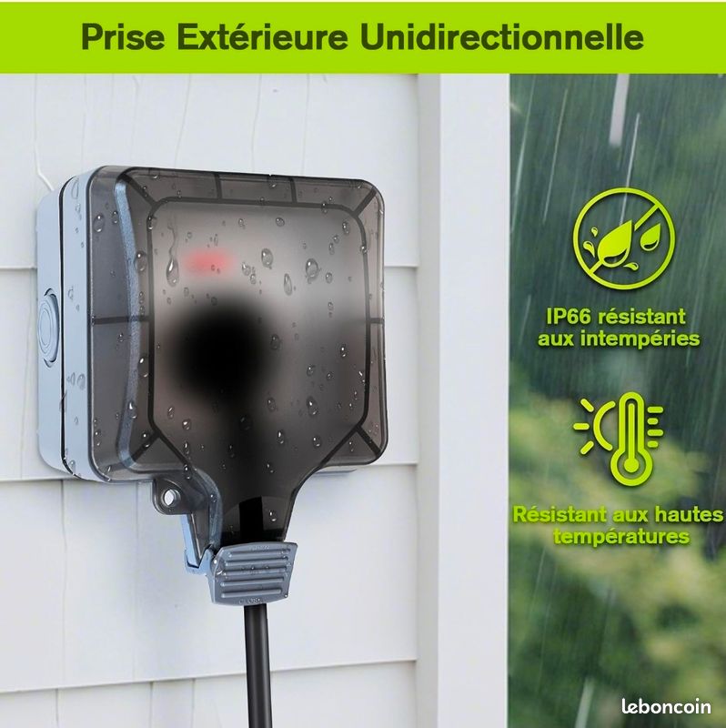Prise Extérieure Étanche grade IP66 avec Interrupteur et Témoin Lumineux LED (image 2)