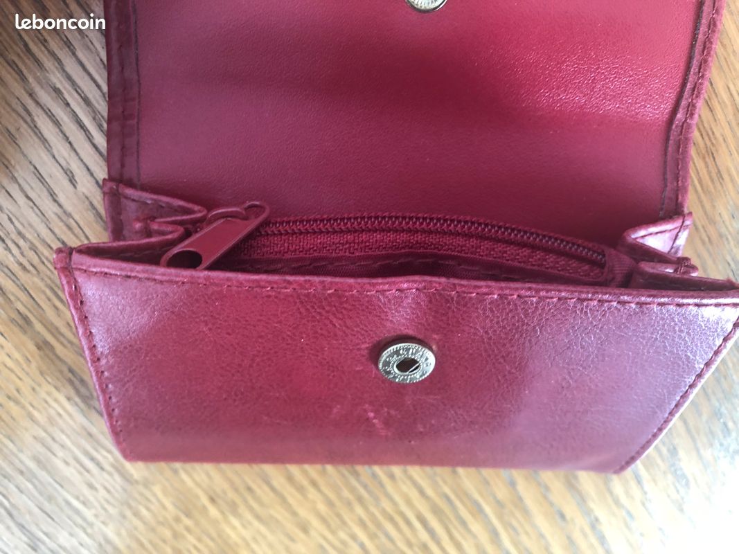 Petit porte-monnaie rouge cuir Scherrer Paris (image 4)