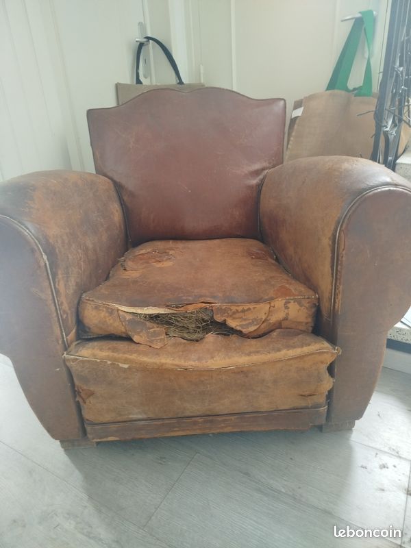 Fauteuil club moustache année 1950 à réfaunover (image 2)