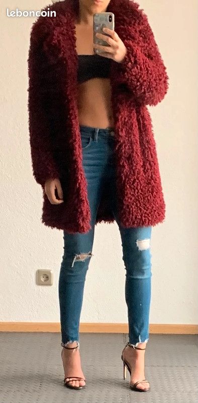 Manteau Veste Rouge Zara Teddy Coat Manteau Zara Bordeaux Lie De