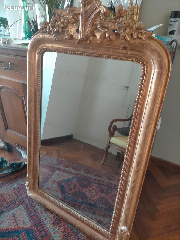 Miroir très ancien bois doré (image 1)