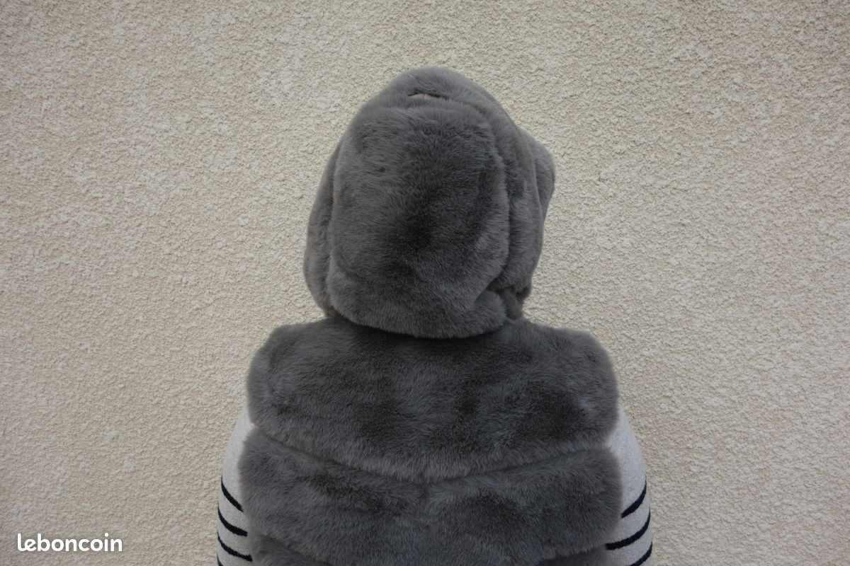 Gilet Loft Col Fausse Fourrure Gris Anthracite - Taille M - Très Bon état