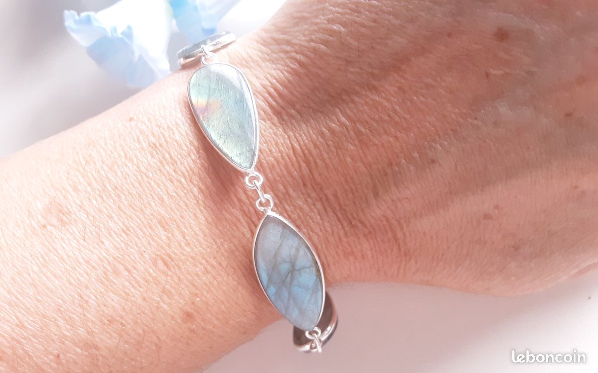 Superbe bracelet en pierre naturelle Labradorite pièce unique (image 13)