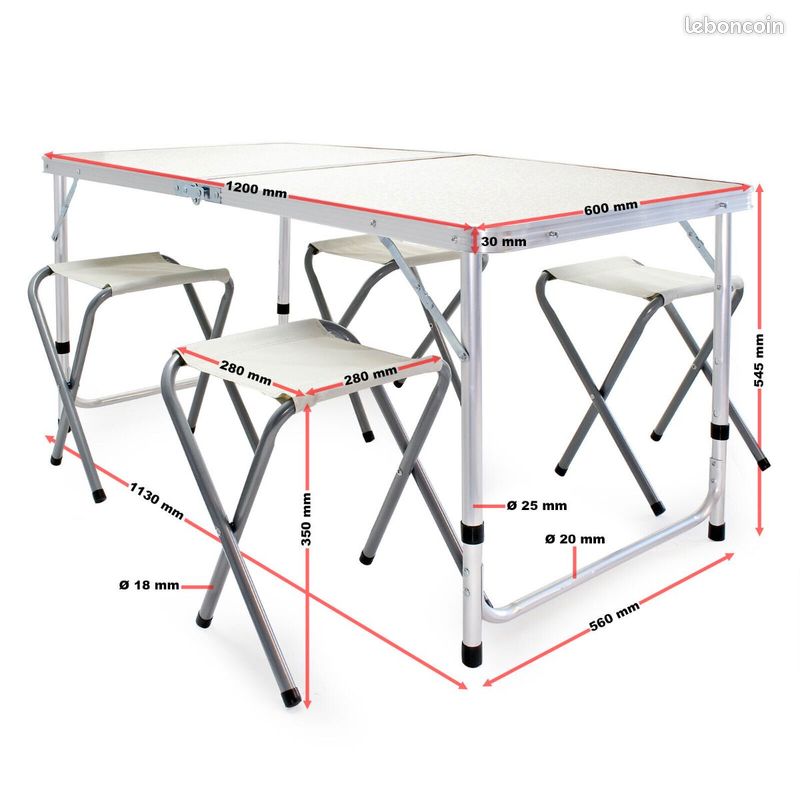 Table de Camping + 4 Tabourets (image 5)