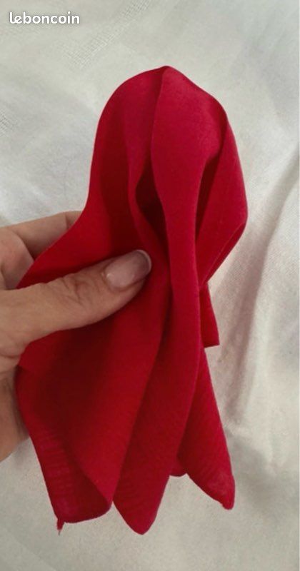 Mouchoir pochette rouge en pur coton (image 3)