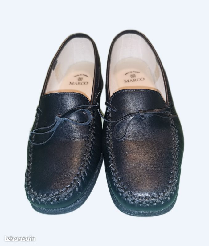 Mocassins cuir veau bleu-marine "MARCO" (image 1)