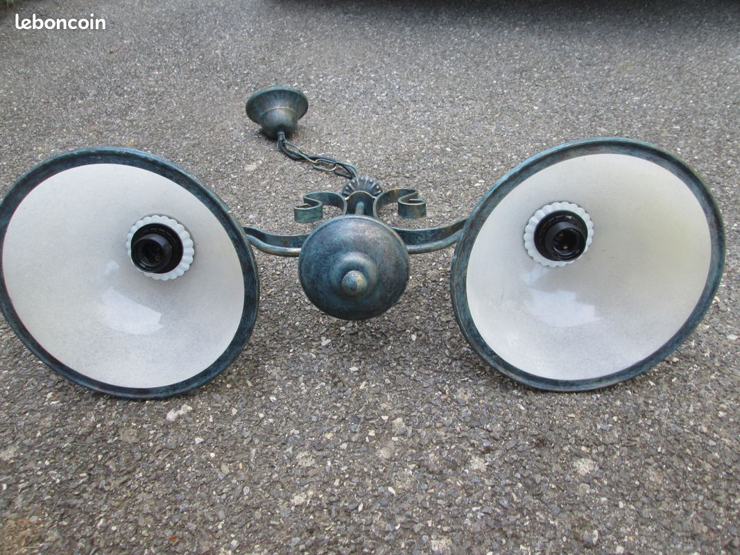 LUSTRE PLAFONNIER SUSPENSION DOUBLE VASQUES chaîne longue (image 7)