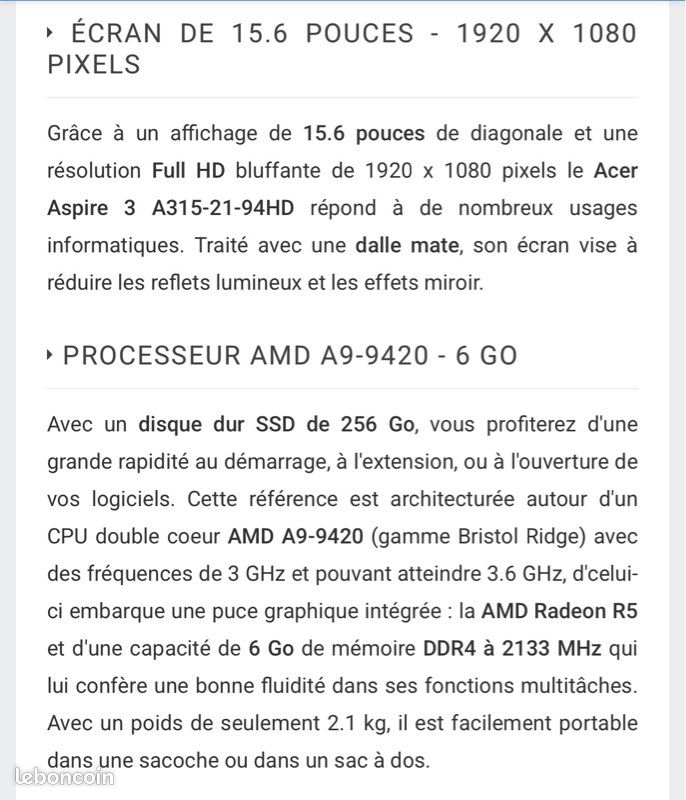 PC portable ACER Aspire 3 A315 (image 6)