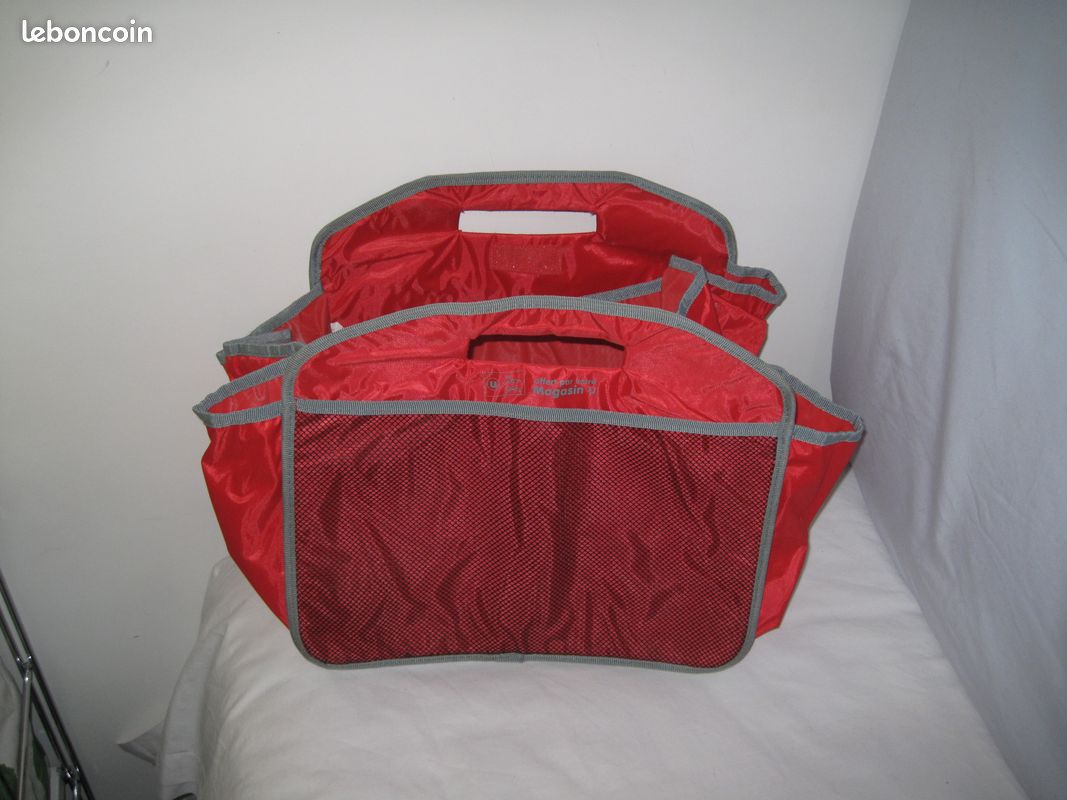 Sac à outils pliable rouge 3 compartiments et 1 filet (image 2)