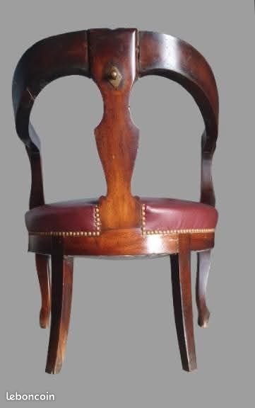 Fauteuil de Bureau Louis Philippe en Noyer Blon