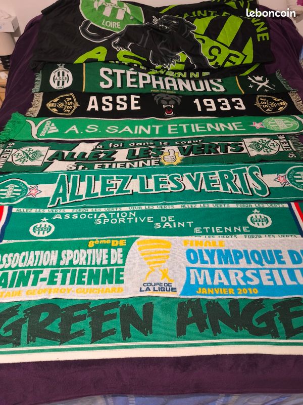 Foulard Football Club Licencié Écharpe ASSE Saint-Étienne – Officielle 100% Acrylique – 140 Cm – Pour Supporter Les Verts ! écharpe Supporter Football