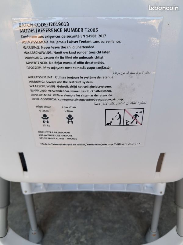 Chaise haute Orchestra Premaman Basic. Housse bleue (image 9)