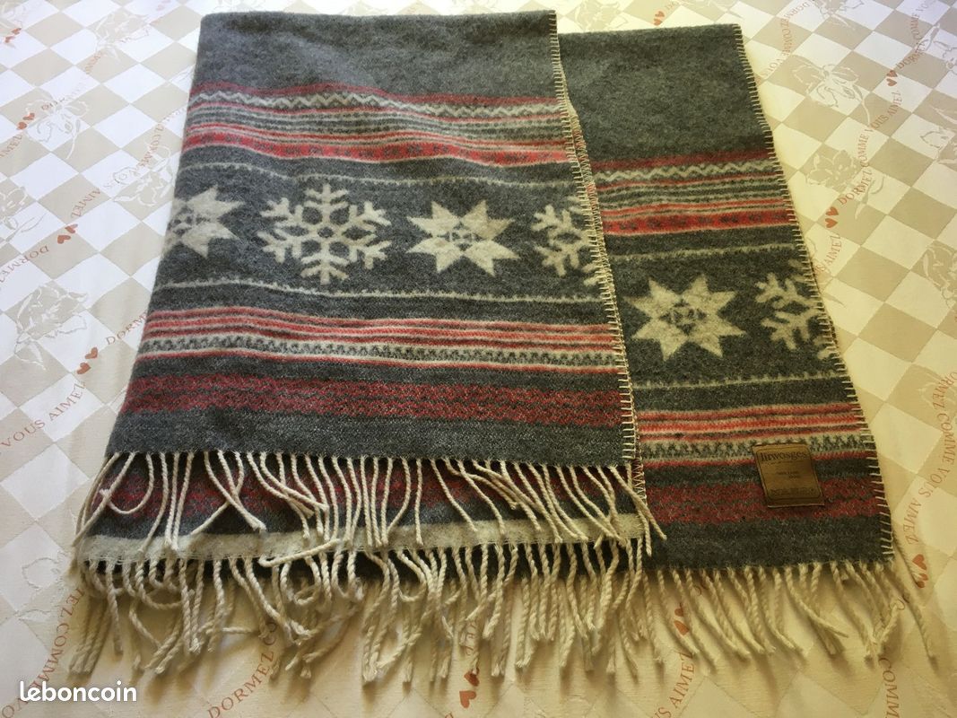Plaid jacquard réversible finition franges Linvosges (image 5)