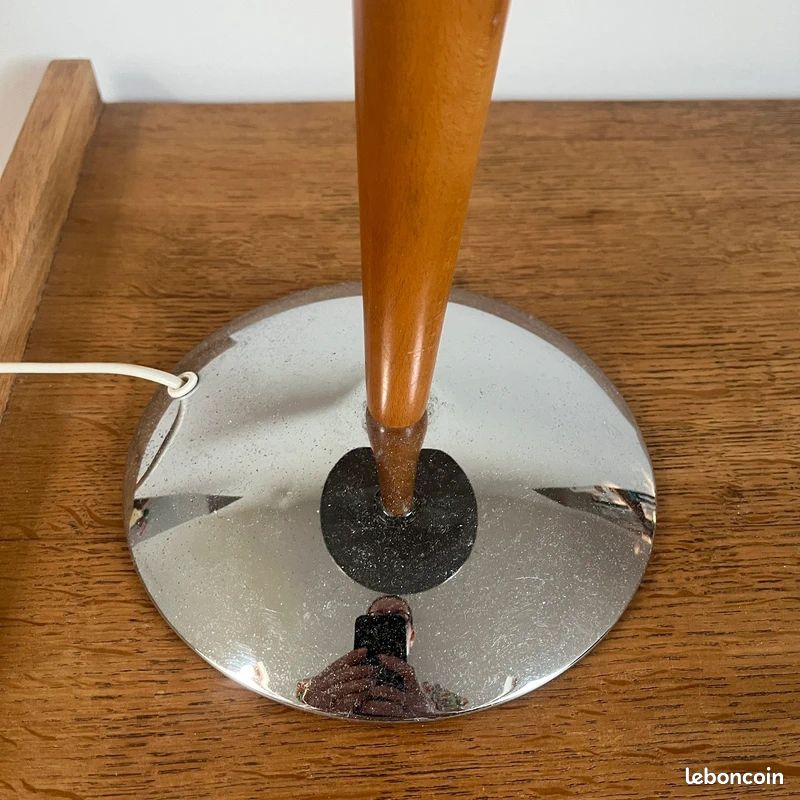 Lampe style Paquebot vintage chrome et bois champignon (image 10)