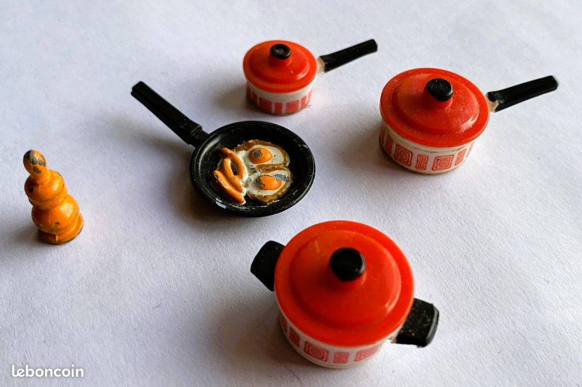 LOT De 3 Casseroles Et Poêle Miniature En Cuivre – Dinette Poupée VILLEDIEU (ancien)