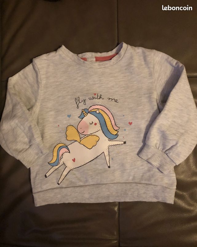 Pull gris licorne fille Tex (image 2)