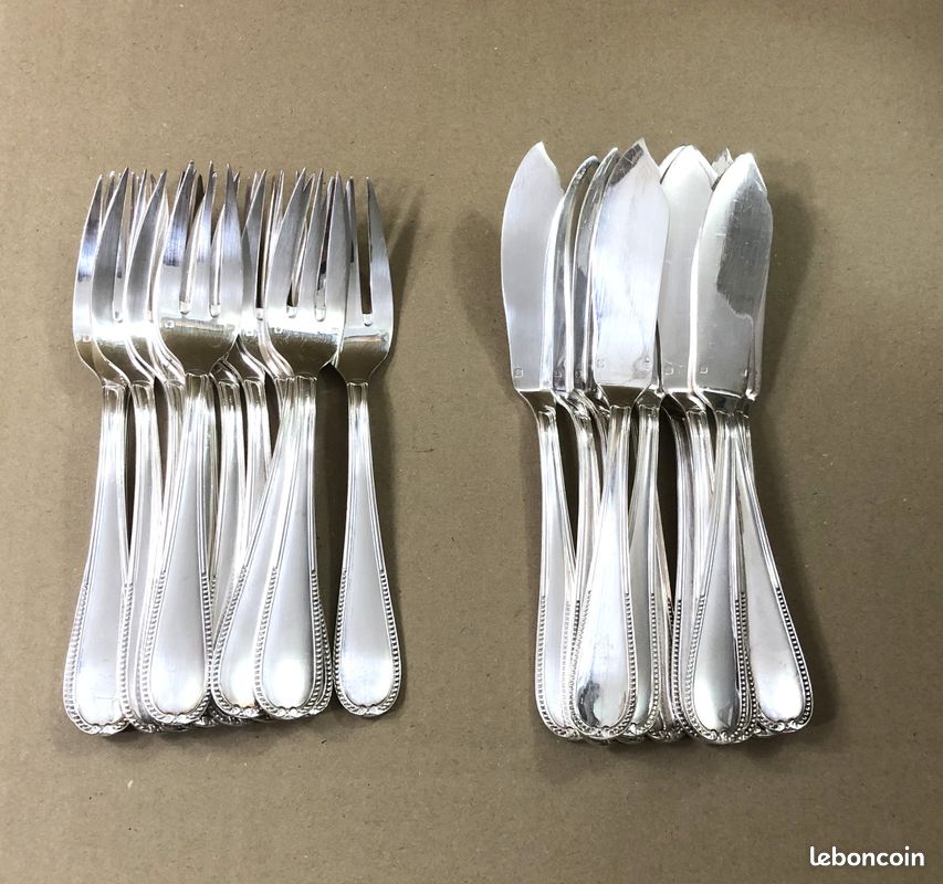 12 couverts à poisson métal argenté modèle filet (24 pièces) | Métal