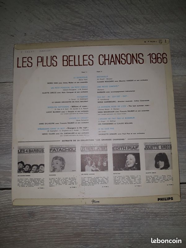 Vynille ancien les plus belles chansons 1966 (image 2)