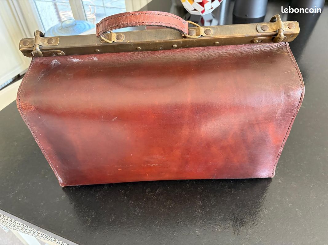 Sacoche de médecin vintage en cuir / valise de voyage (image 6)