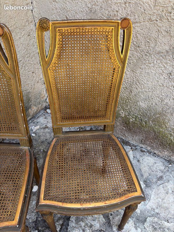 Chaises de dame 19eme en bois doré canné (image 3)