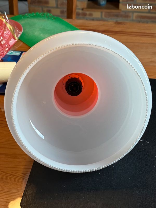 Lustre en opaline blanc et orange vintage (image 18)
