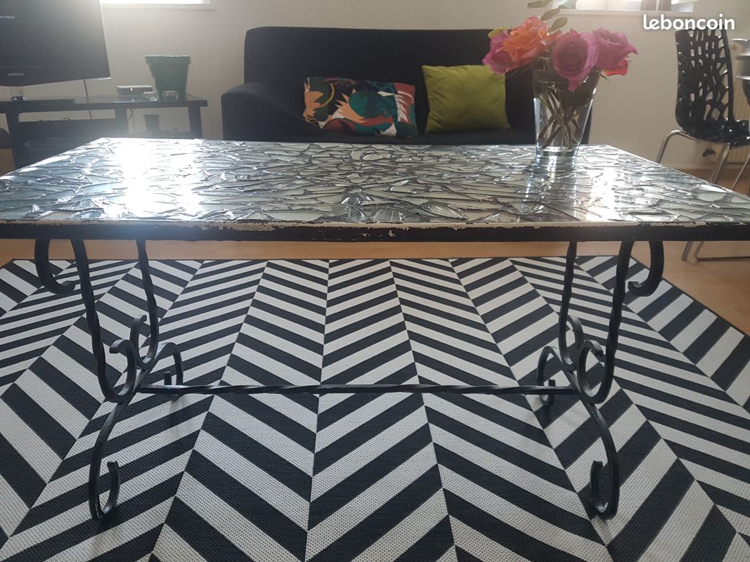 Table Basse en fer forgé mosaïque en miroir (image 3)