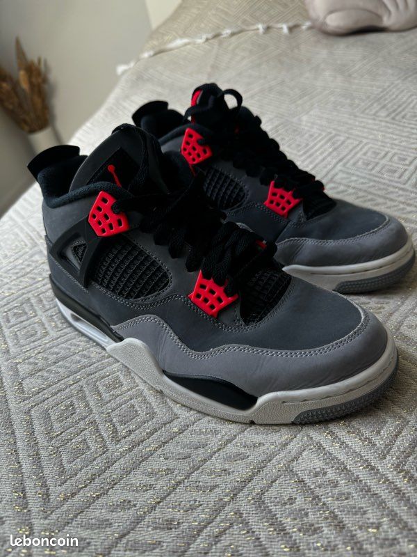 Air jordan 4 retro dark grey/ infrared, gris fonce noir infrarouge (image 1)