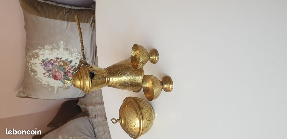Ancien service à thè ou café en laiton vintage (image 1)