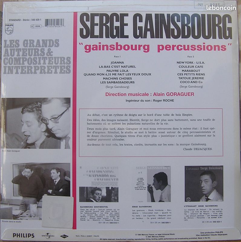 Serge Gainsbourg vinyle 33t : Gainsbourg percussions - neuf limité (image 2)