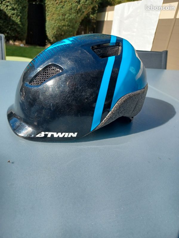 Casque vélo decathlon noir/bleu (image 1)