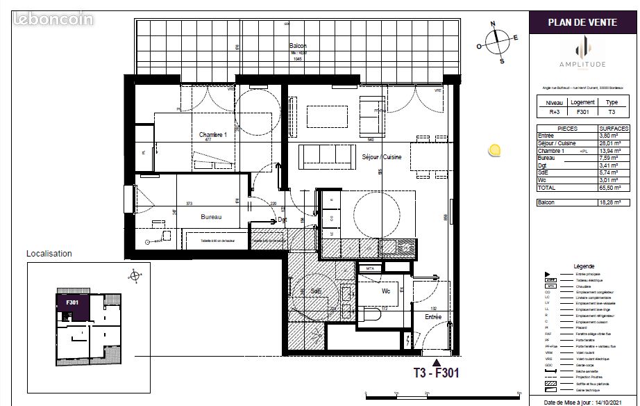 Appartement 3 pièces 66 m² · à Bordeaux · 66 m² · 1 114 €