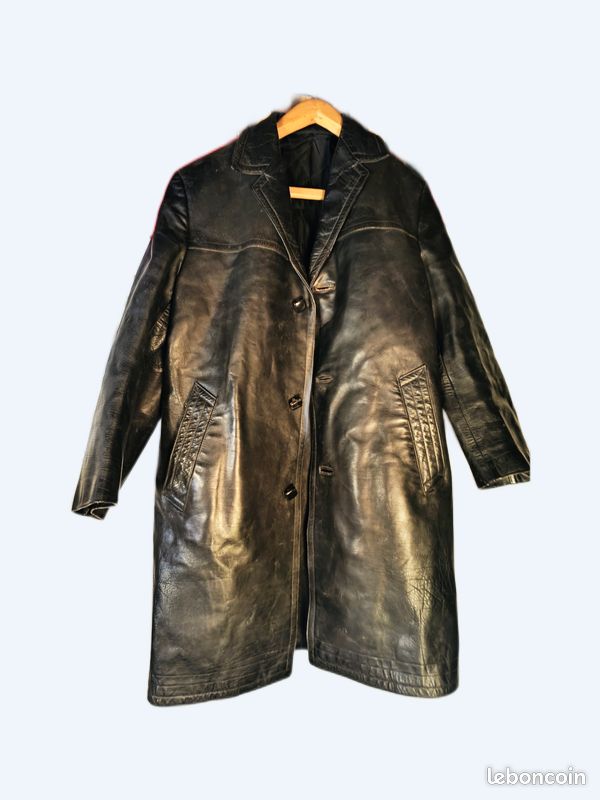Veste D'équitation En Cuir Vintage - Taille S/M, Patine Usée, Look Motard