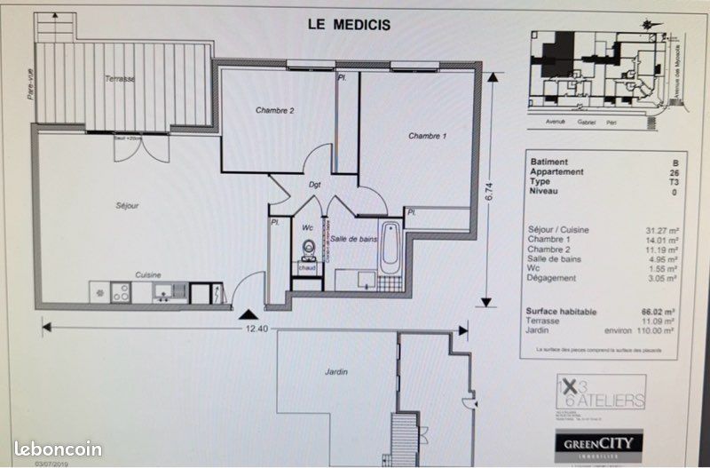 Appartement 3 pièces 66 m² · à Montfermeil · 66 m² · 1 100 €
