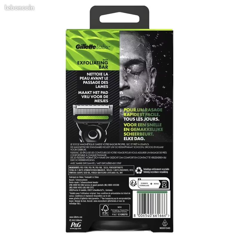 47_Gillette Labs Rasoir Pour Homme Avec Barre Exfoliante 1 Manche 1 Lame neon night (image 1)