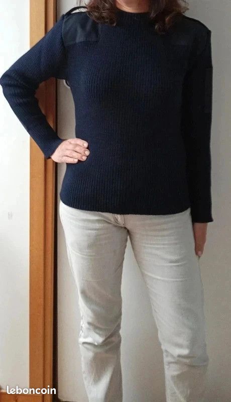 Pull jersey de la marine nationale, bleu marine, Saint James